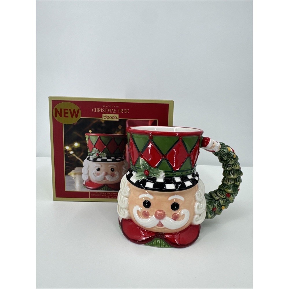 Spode 23-oz Nutcracker Toby Mug with Wreath Handle - Festive Holiday Drinkware